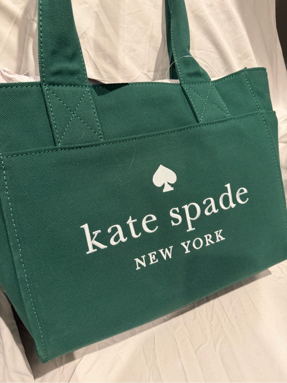 kate spade green canvas logo tote